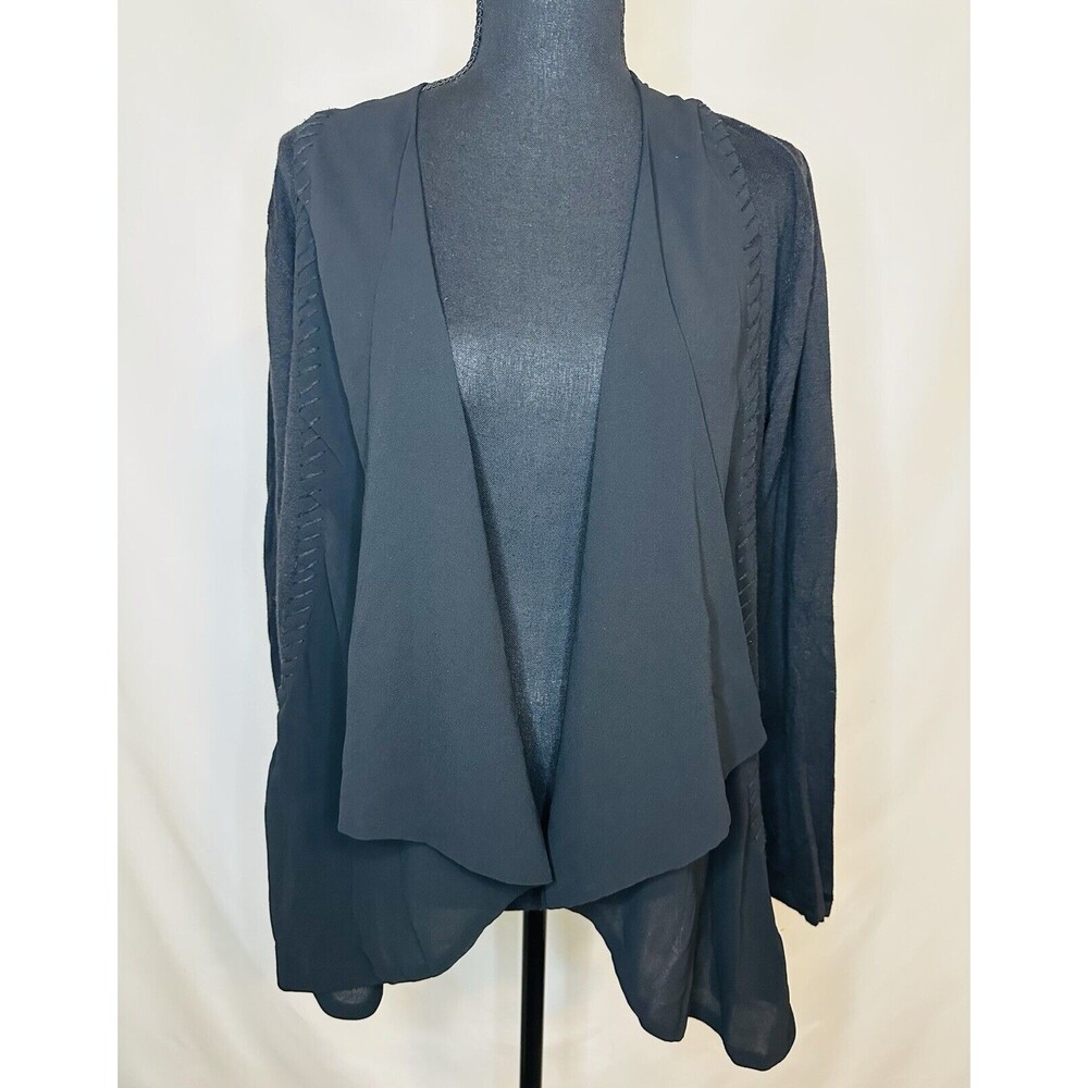 Soft Surroundings‎ Black Open Front Cardigan Cotton Blend Women's MEDIUM